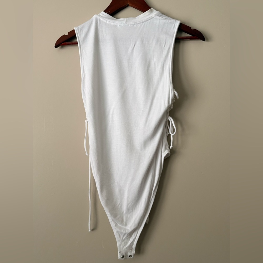 Lush White Sleeveless Side-Tie Bodysuit - Picture 5 of 5